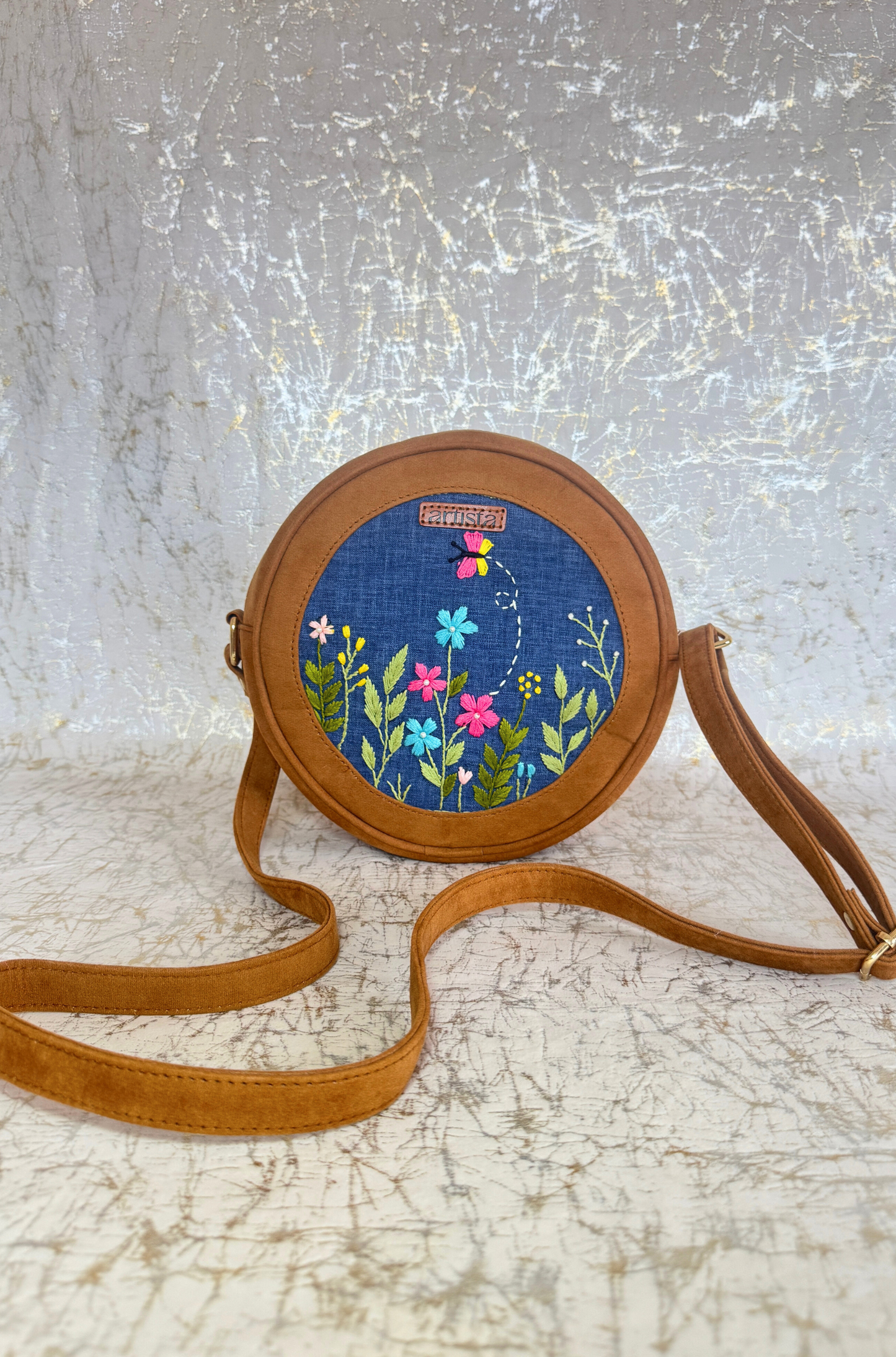Thread and Bloom Sphere Denim Bag