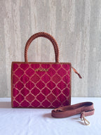 Artista Maroon Grid Box Tote