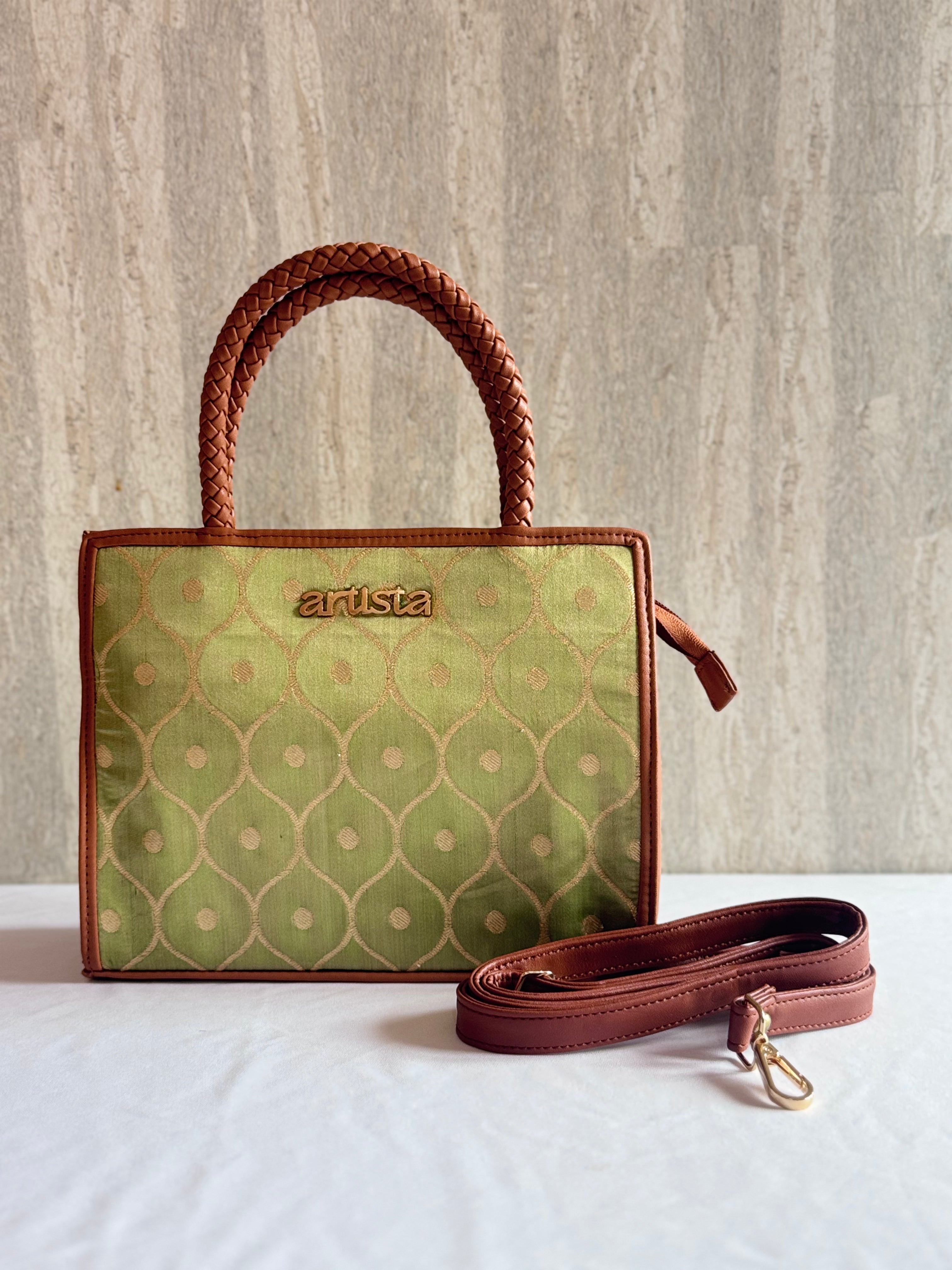 Artista Wavy Moss Green Box Tote