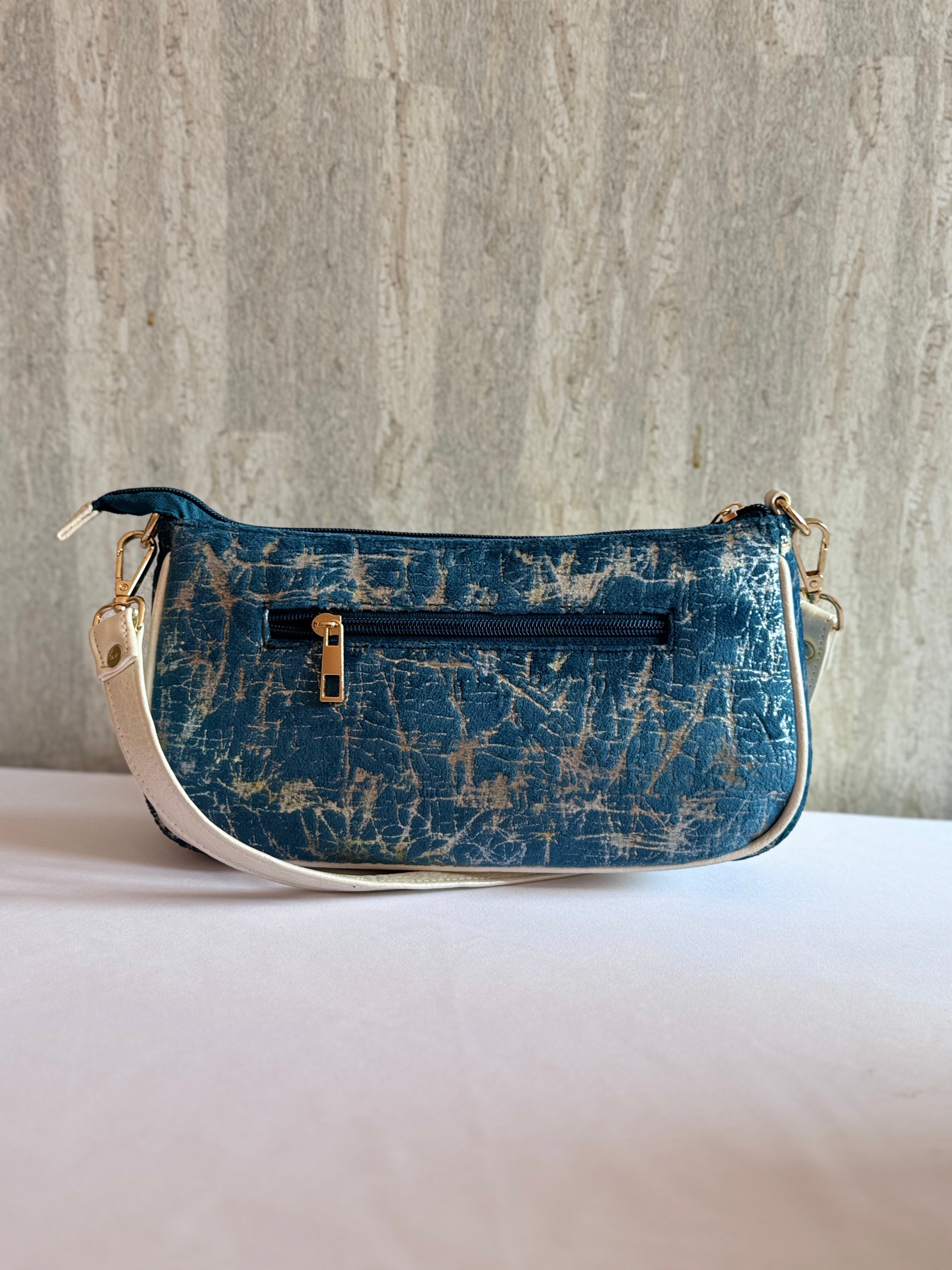 Silver Streaked Blue Baguette