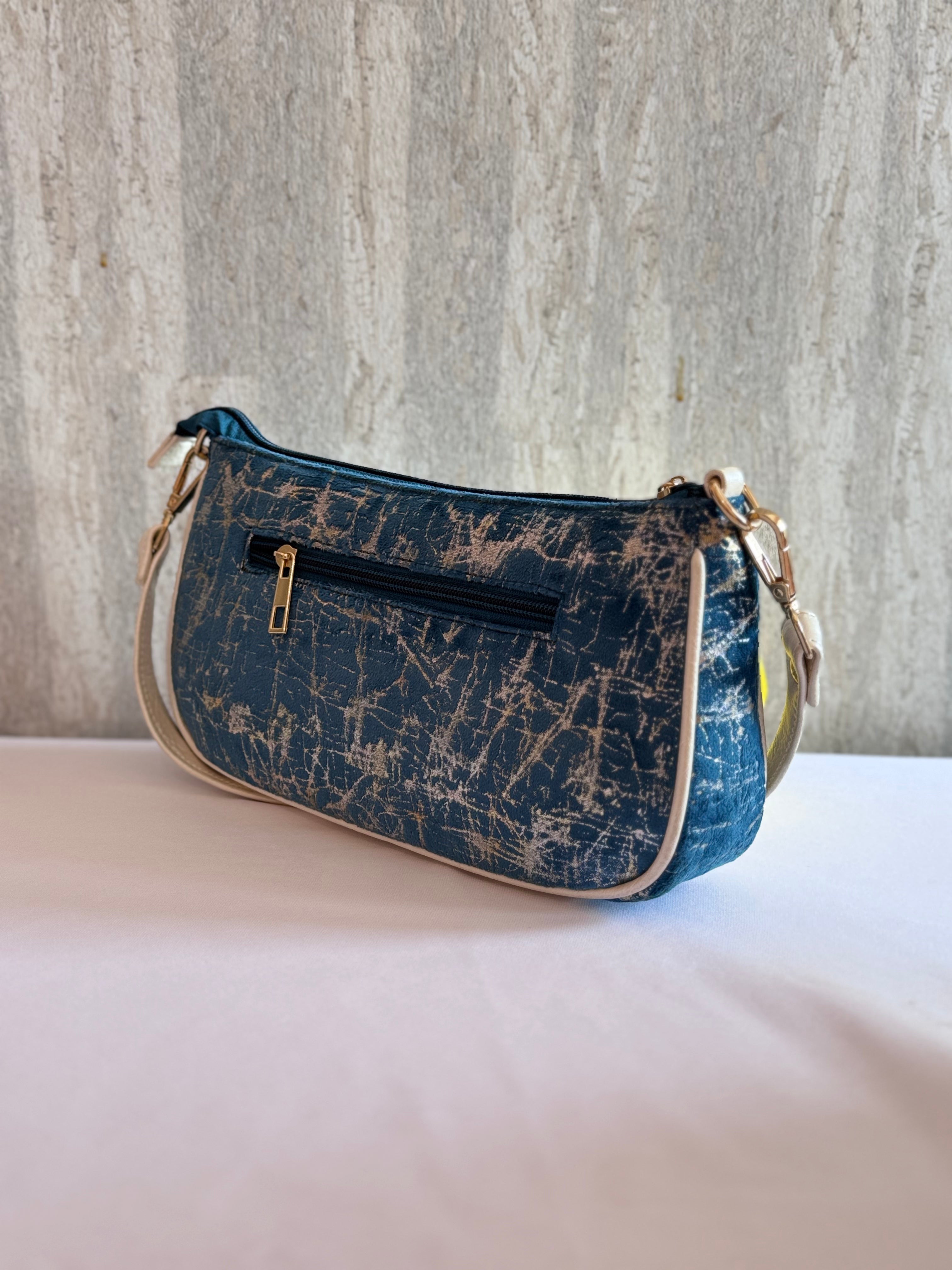 Silver Streaked Blue Baguette