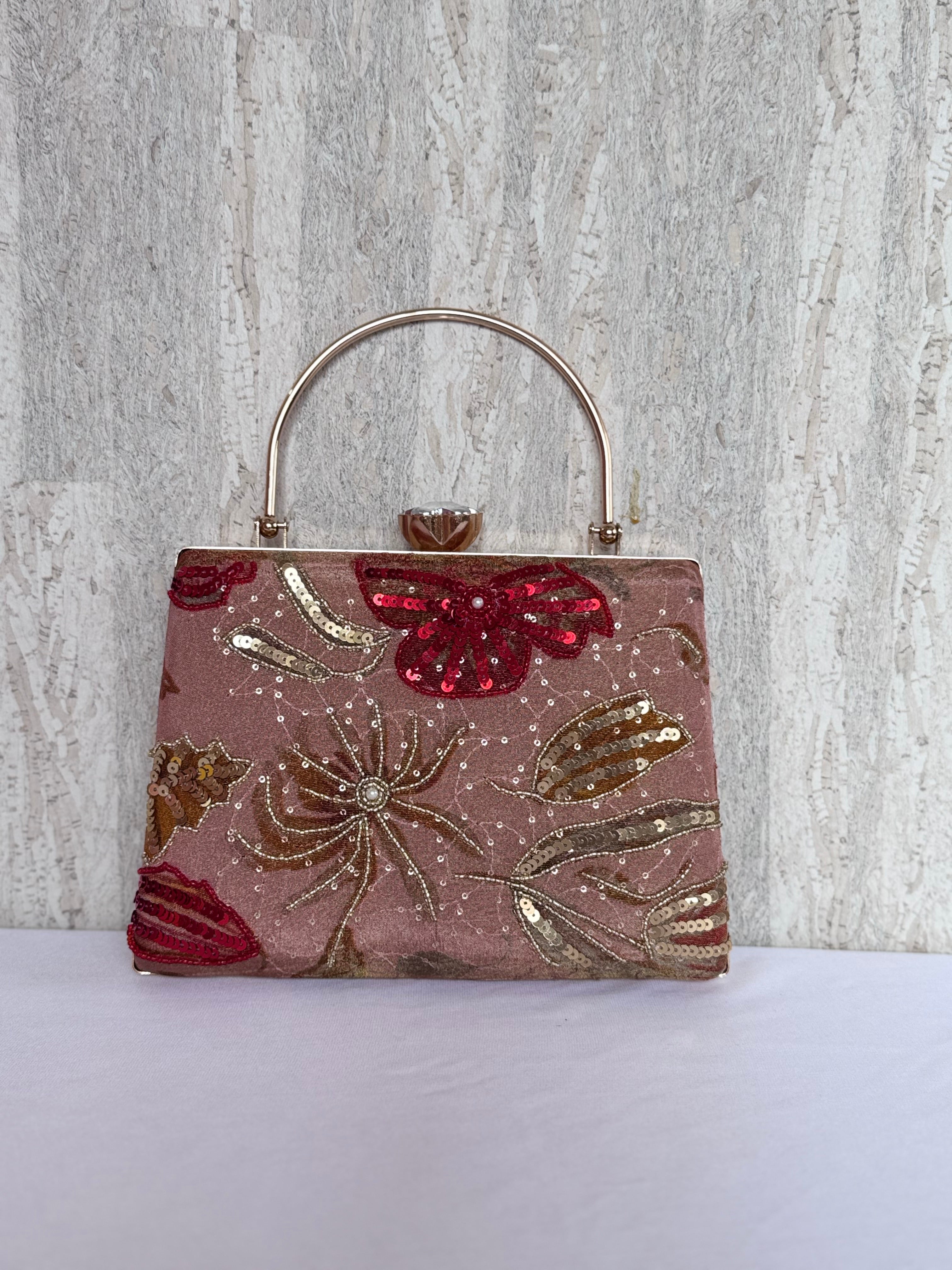Aari Work Box Clutch - Shady Brown