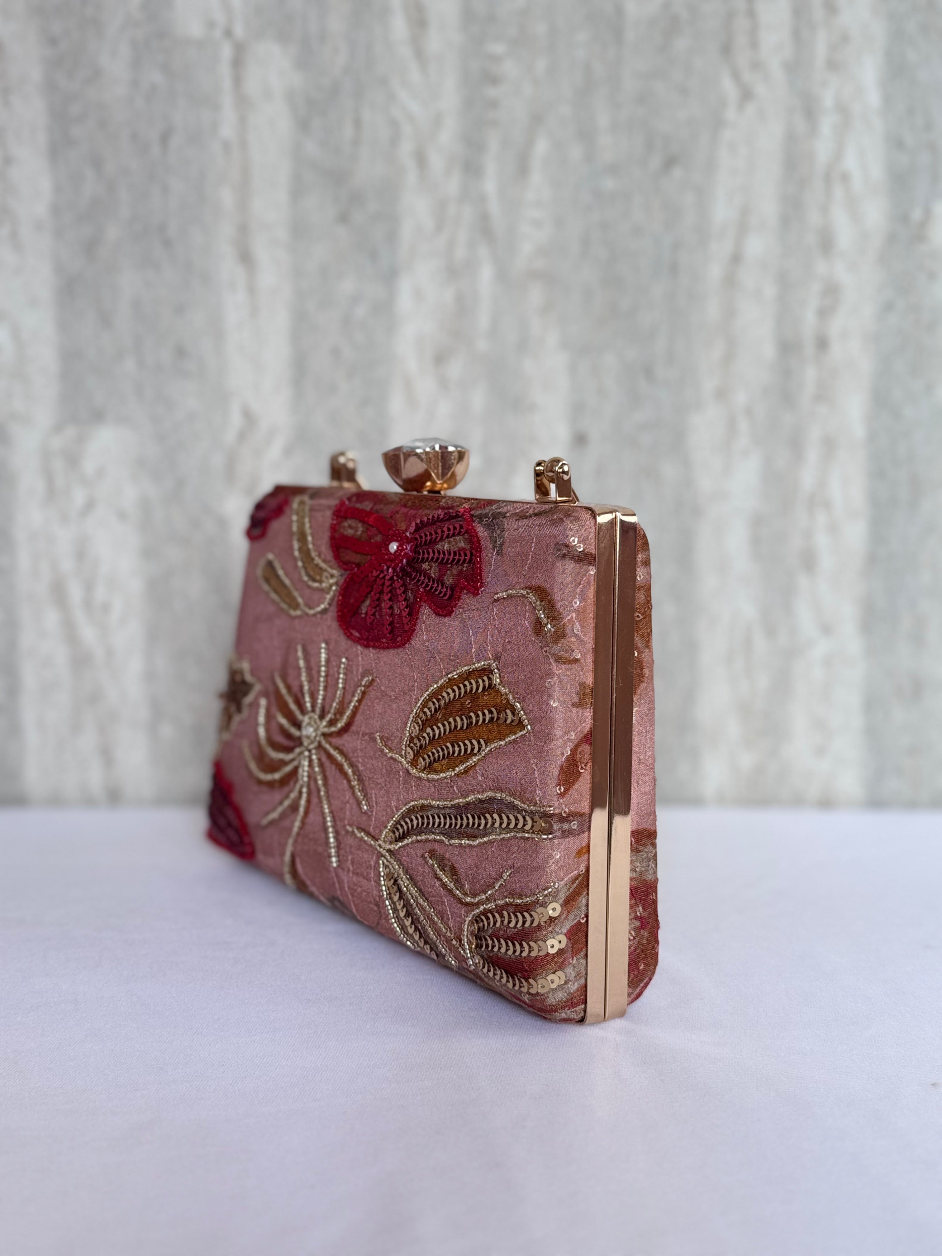 Aari Work Box Clutch - Shady Brown
