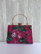 Aari Work Box Clutch - Dark Pink