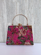 Aari Work Box Clutch - Dark Pink