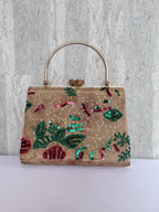 Aari Work Box Clutch - Beige