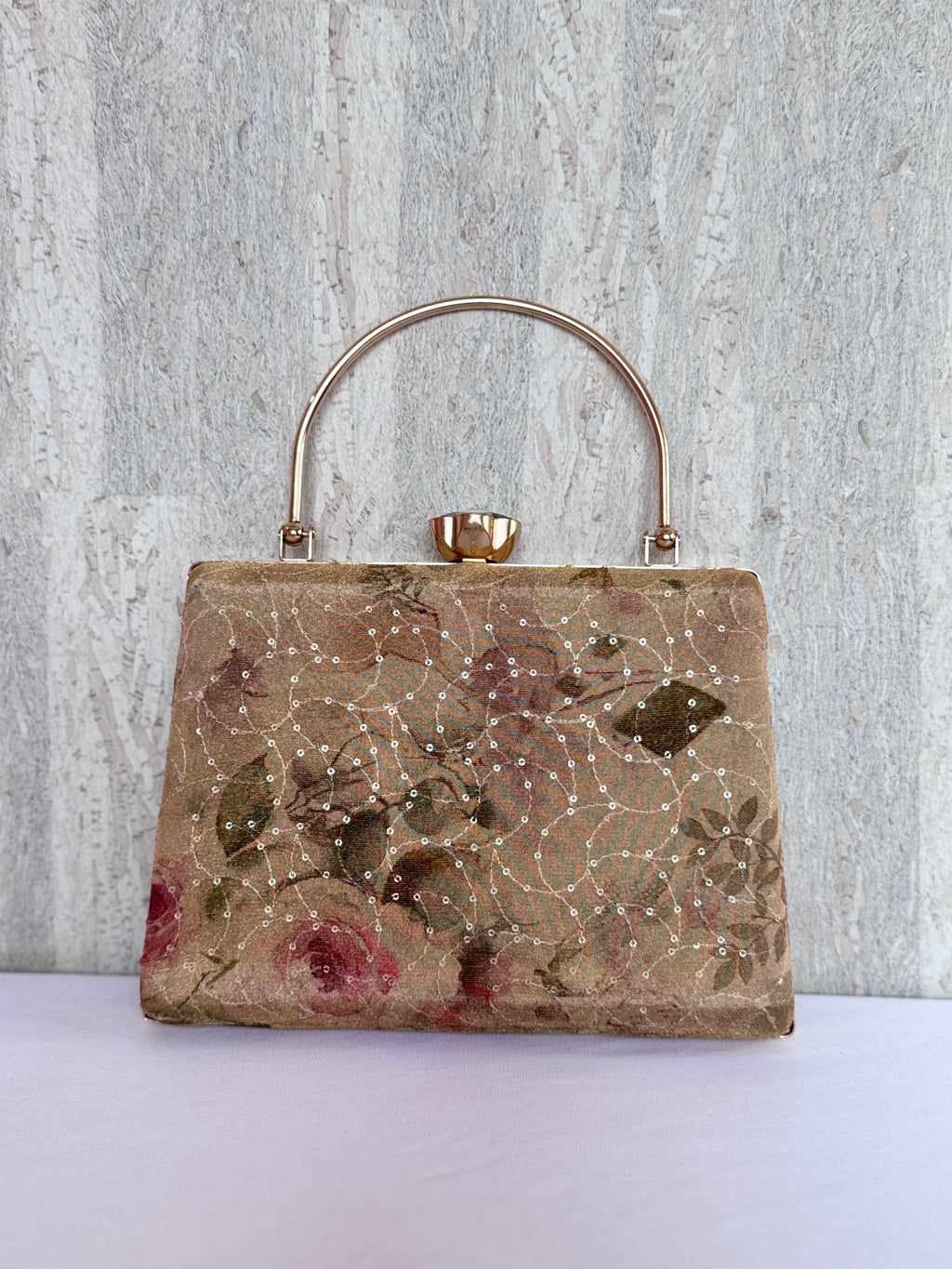 Aari Work Box Clutch - Beige