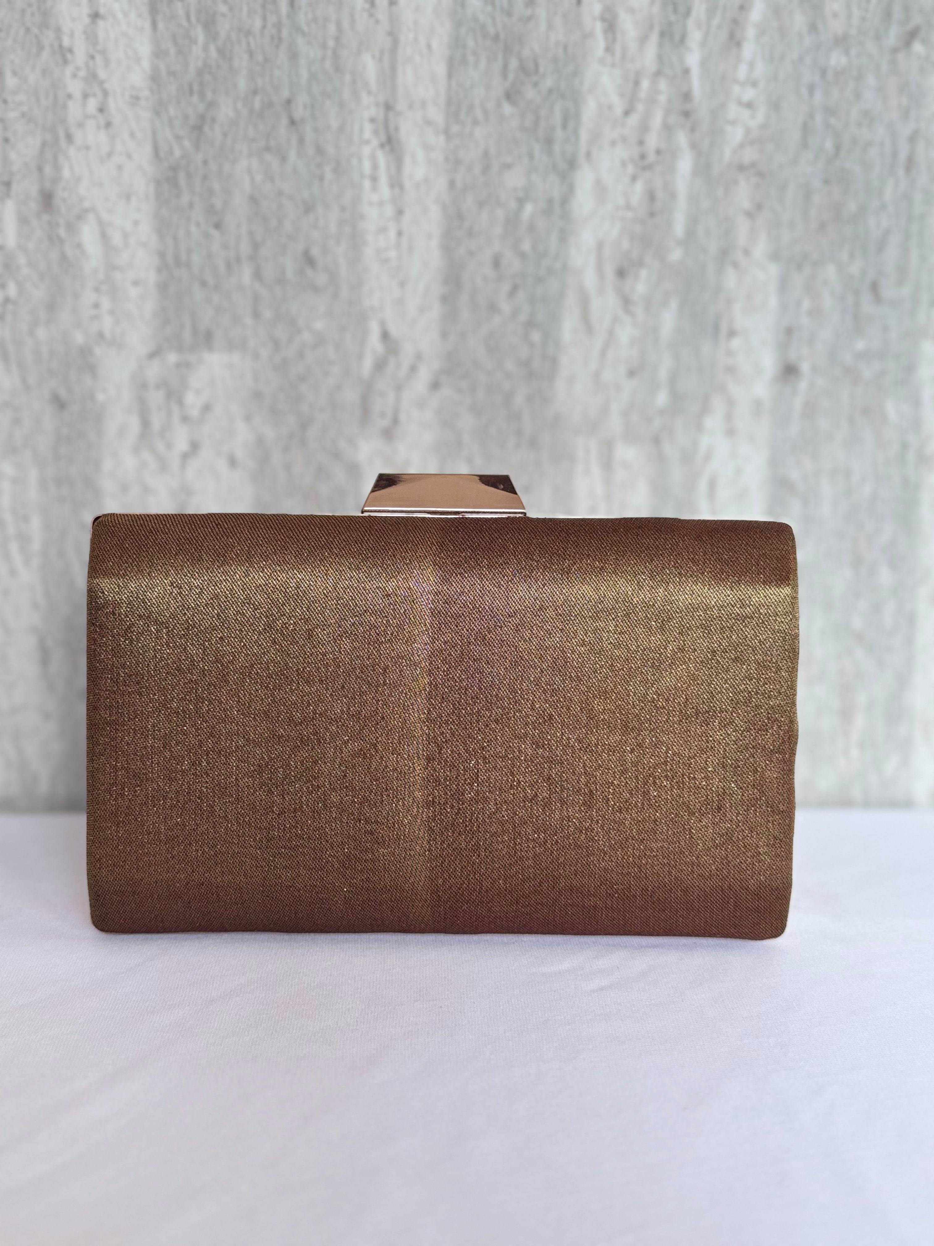 Metallic brown Box Clutch