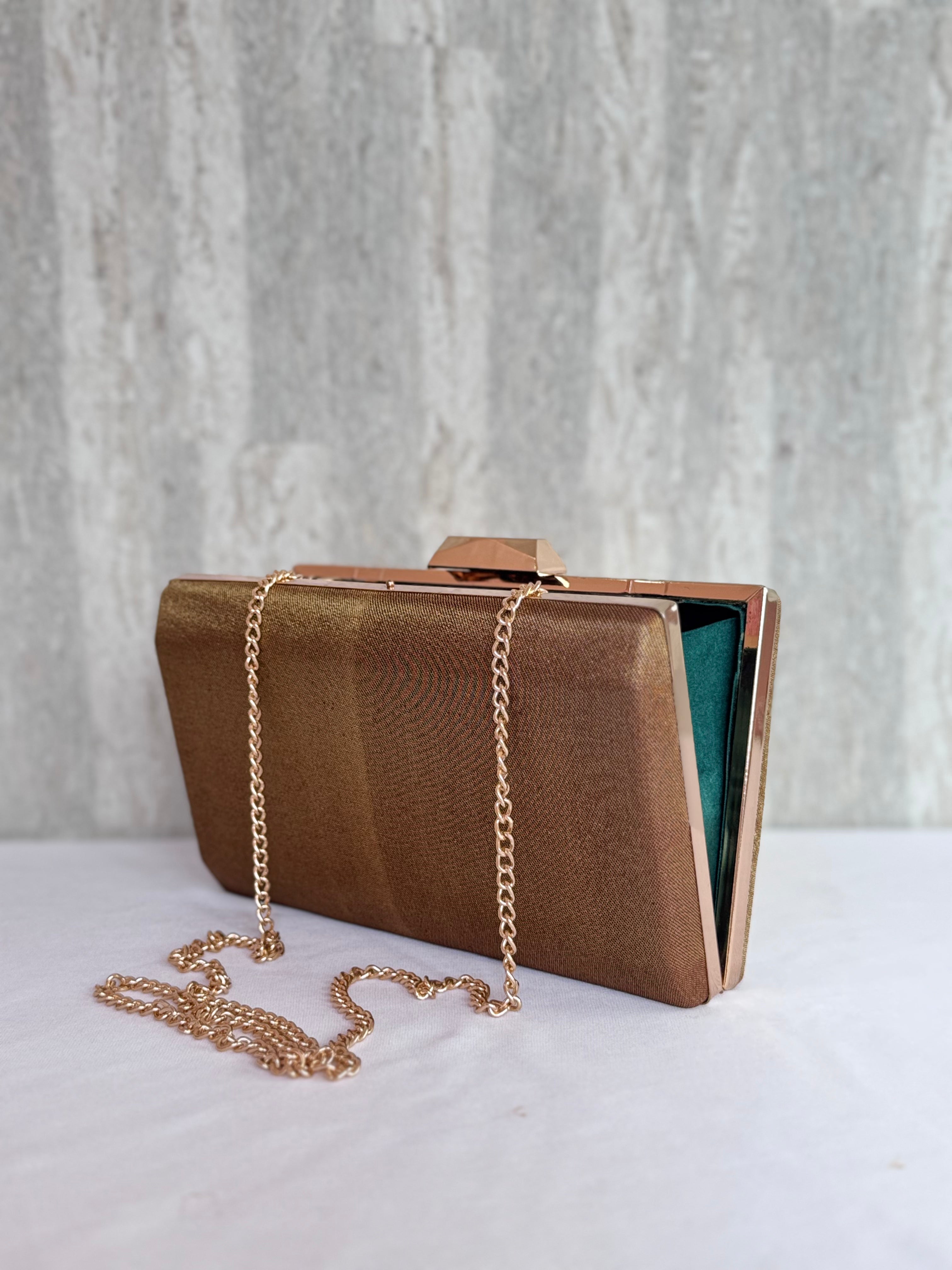 Metallic brown Box Clutch