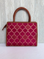 Artista Maroon Grid Box Tote
