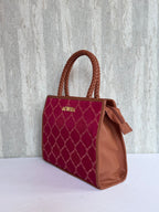 Artista Maroon Grid Box Tote