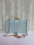 Aqua Sequins Casket Clutch