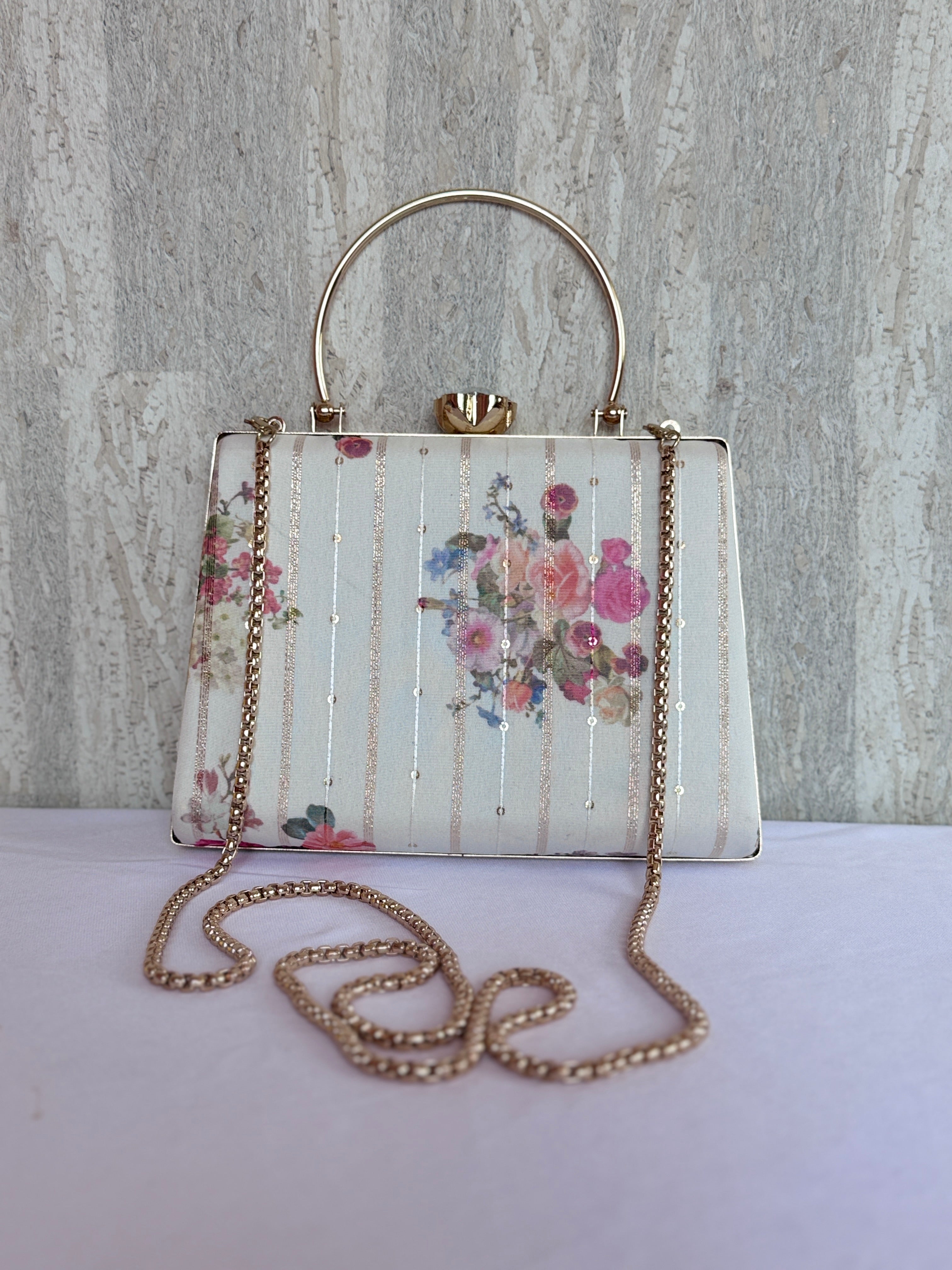 Ivory Garden Box Clutch