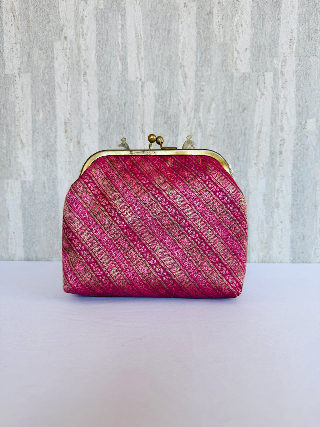 Supreme Pink Banarasi Vintage Clutch