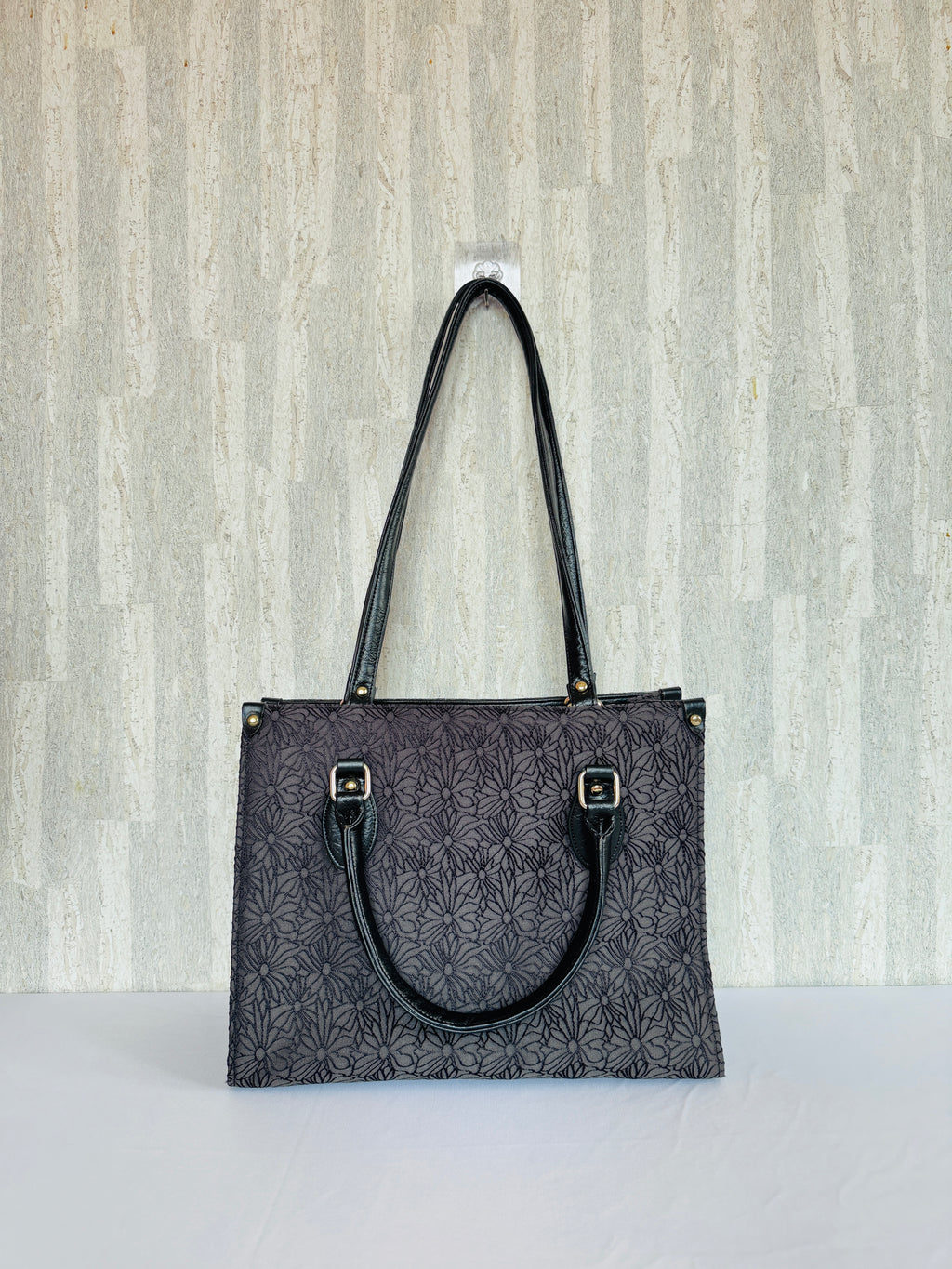 Black Web Textured Book Tote