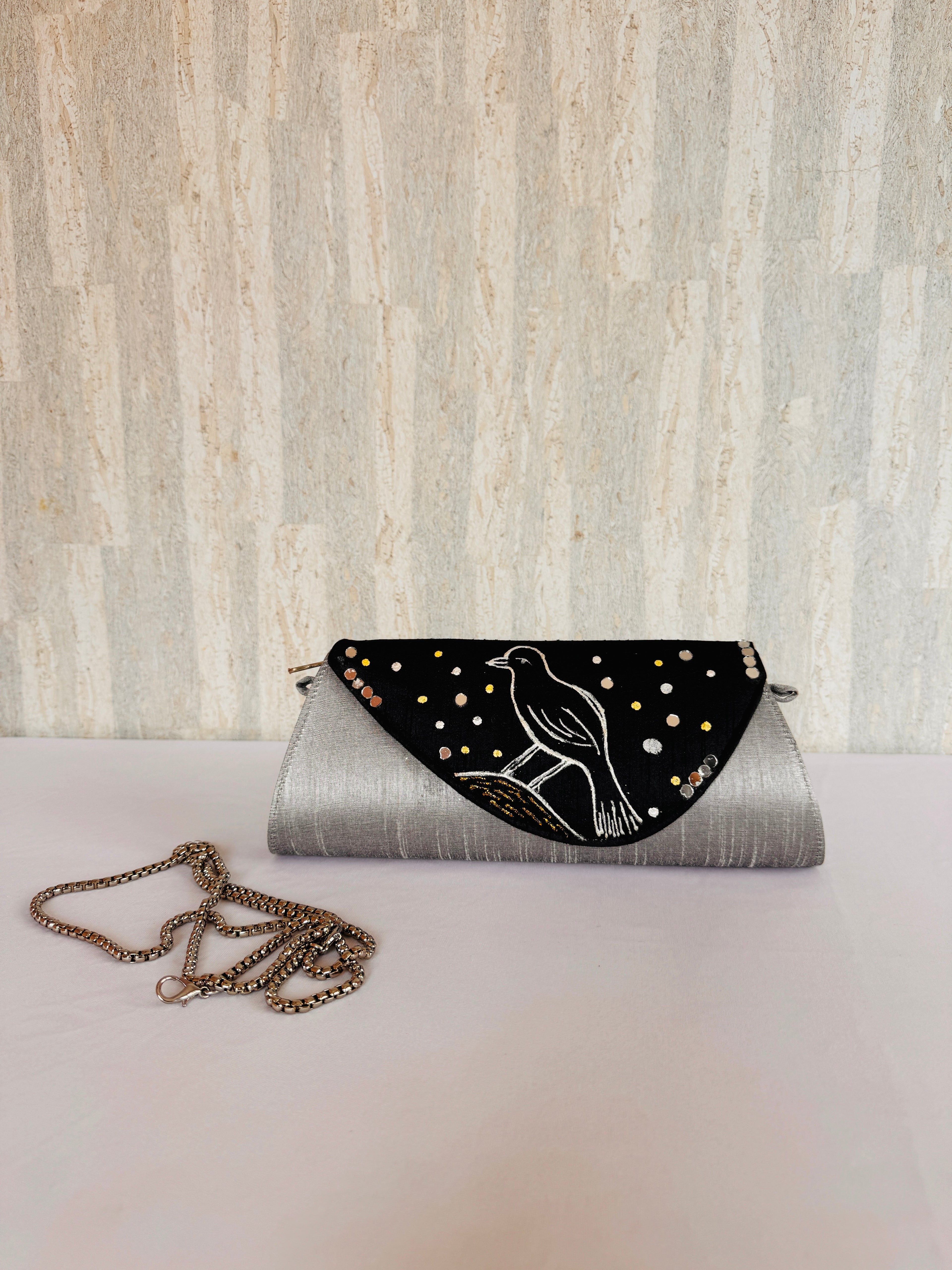 Hand Painted Birdie Clutch