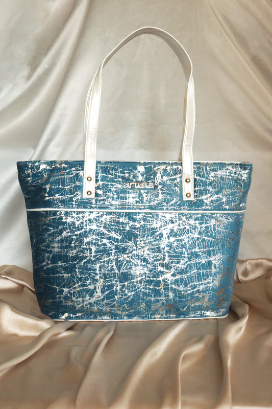 Silver Streaked Blue Tote