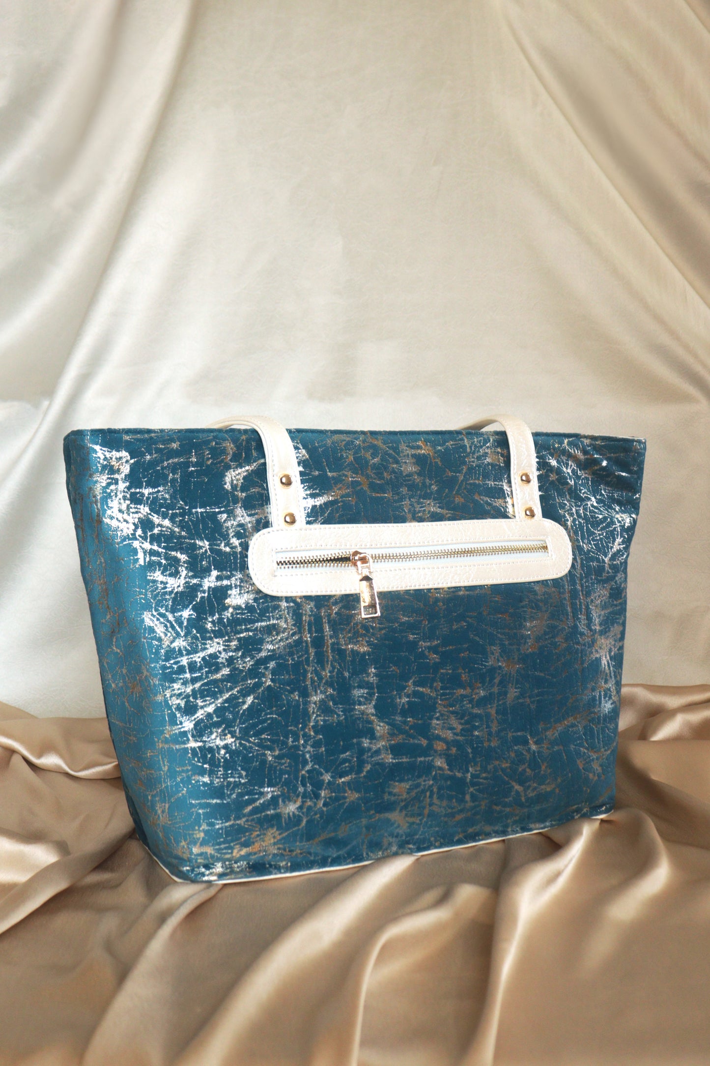 Silver Streaked Blue Tote