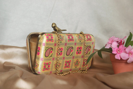 Paisley Parrot Box Clutch