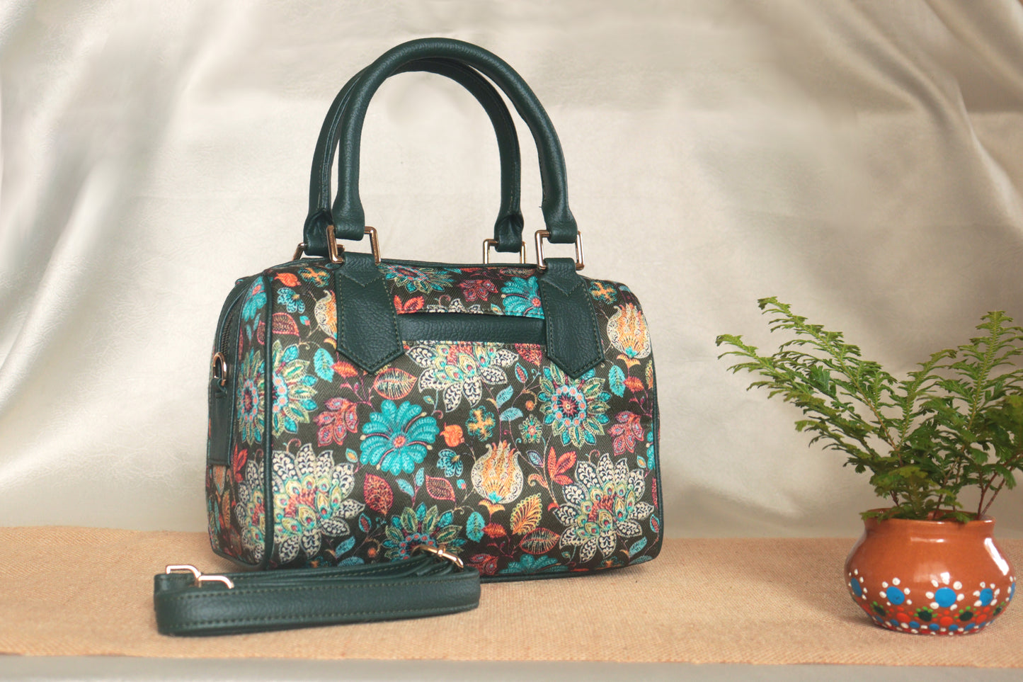 Forest Green Bouquet Mini Duffle