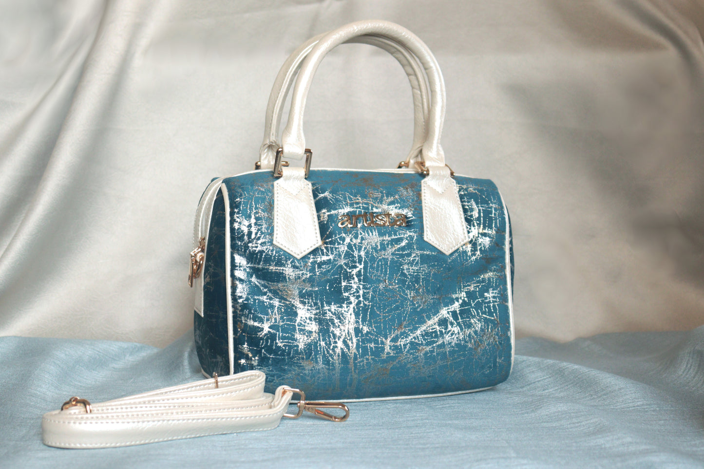 Silver Streaked Blue Mini Duffle