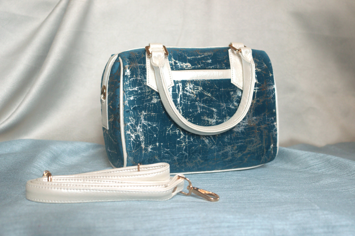 Silver Streaked Blue Mini Duffle