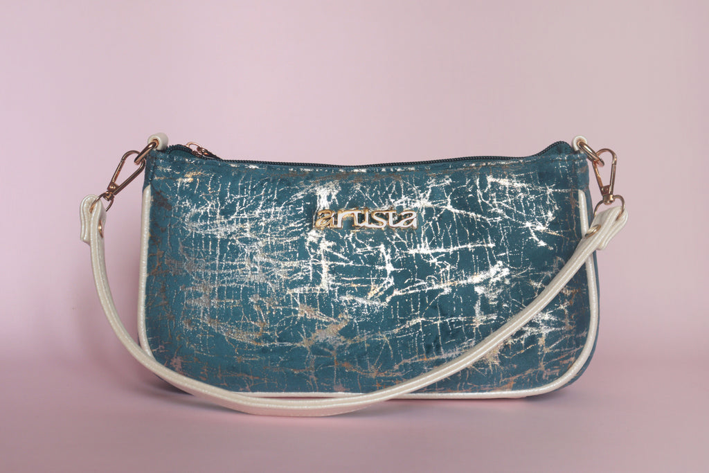 Silver Streaked Blue Baguette