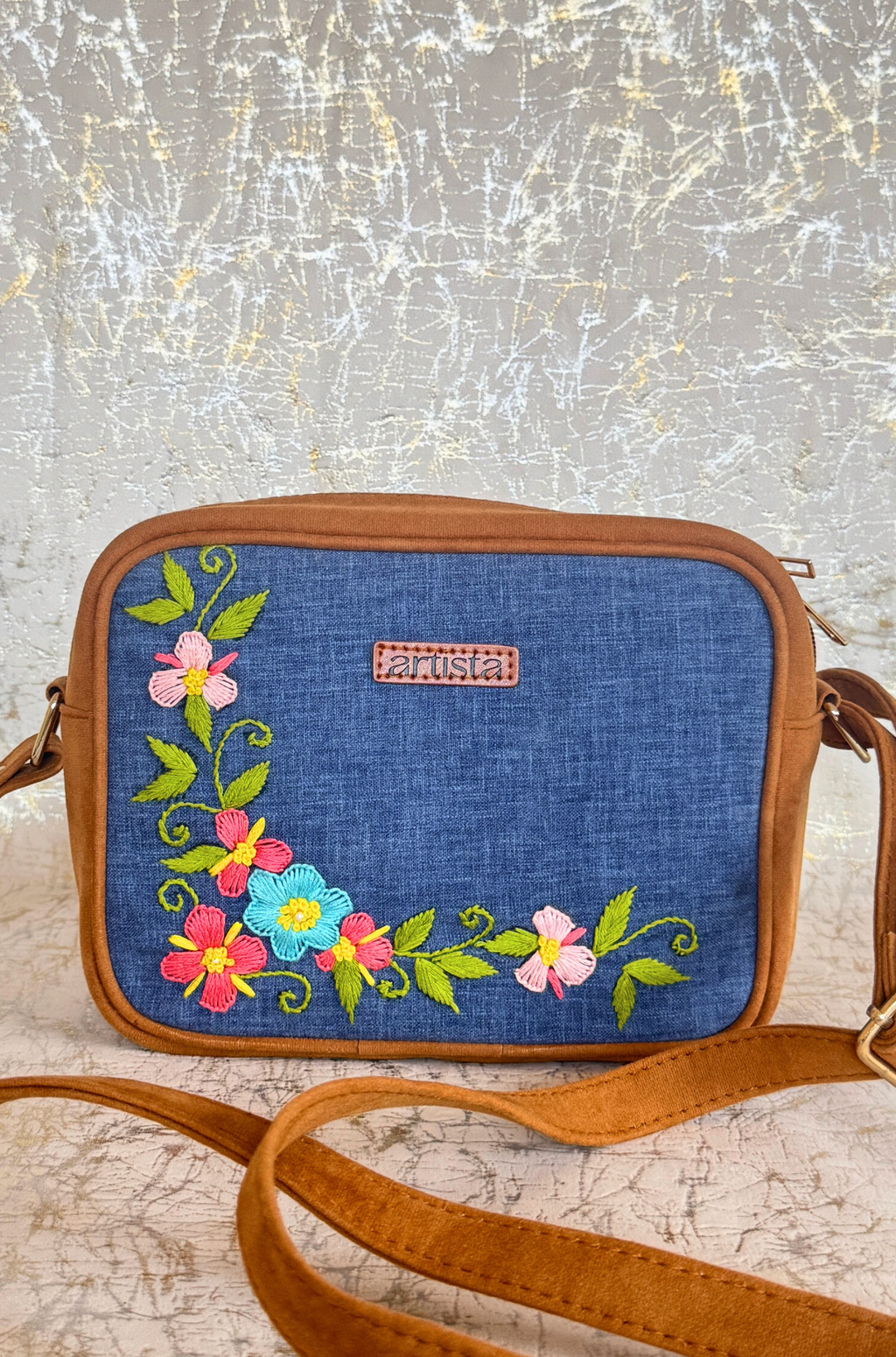 Boxy Thread and Bloom Denim Bag