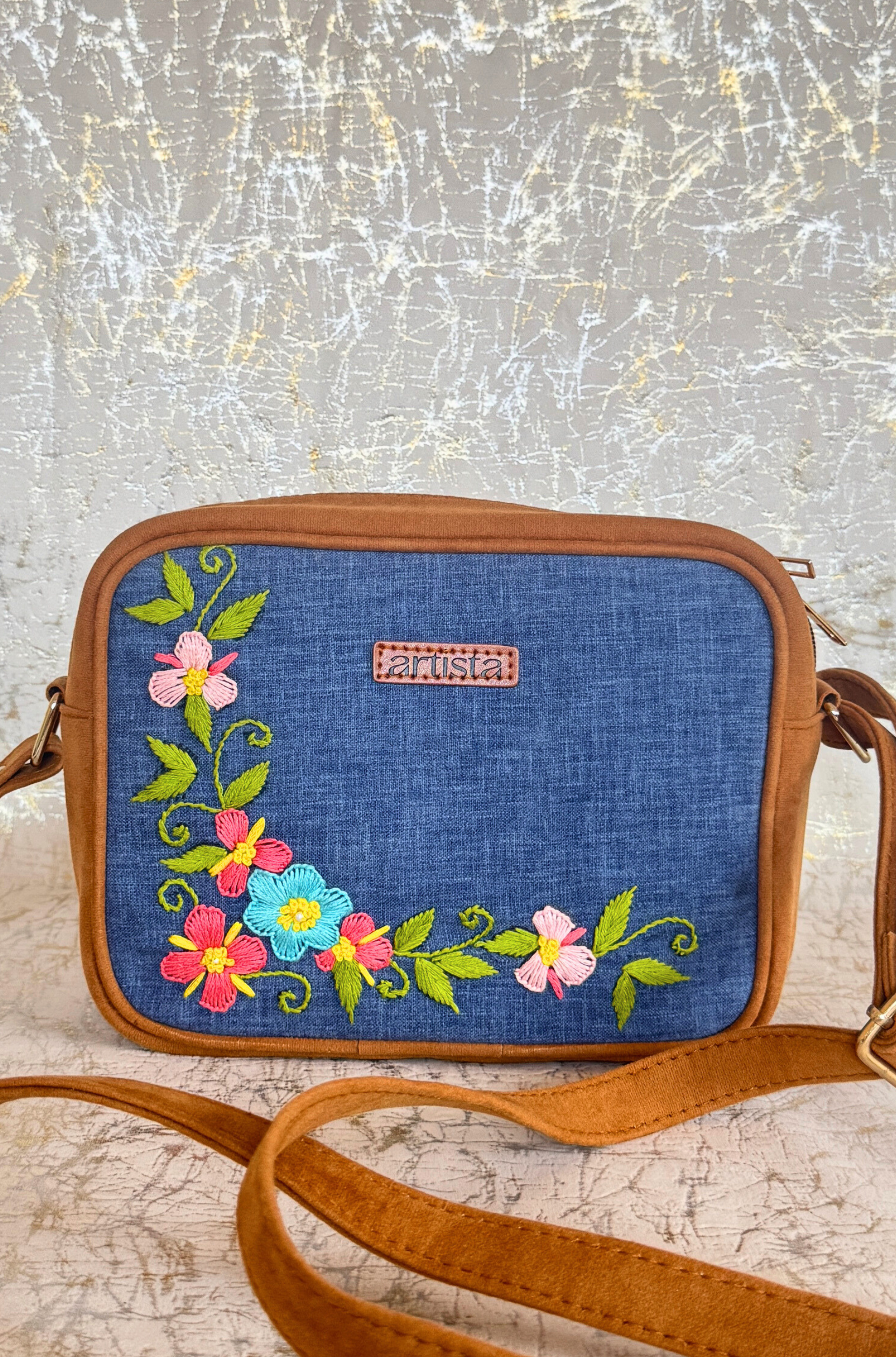 Boxy Thread and Bloom Denim Bag