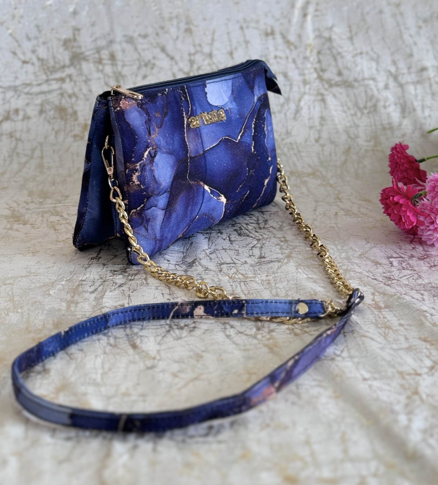 Blue Bell Petals Canvas Sling